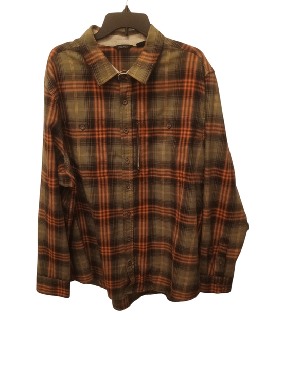 Jockey Other - Jockey brand olive green and orange plaid flannel long-sleeve shirt Men XXL